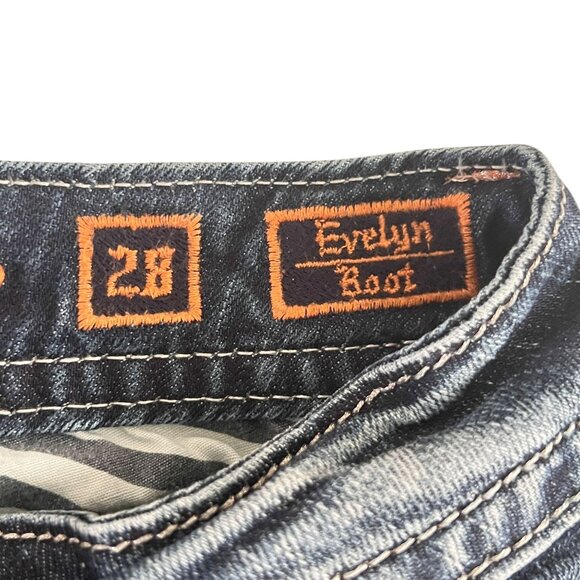 Rock Revival Jeans Womens 28 Evelyn Low Rise Boot Dark Wash Sequin Embellished - Picture 7 of 16